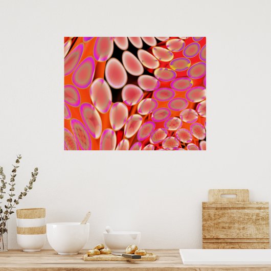 Genetische kunst Psychedelische lobs roze wit bove Poster (Keuken)