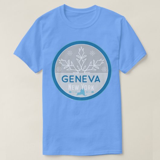 Geneva New York NY Winter Frozen Snowflake Badge T-shirt (Design voorkant)
