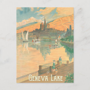 Genève Lake, mensen op een rol, Zwitserland Briefkaart