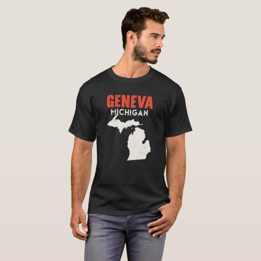 Genève Michigan USA State America Revel Michigani T-shirt (Voorkant volledig)