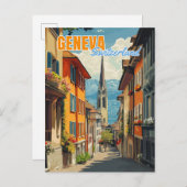 Genève Zwitserland Alpen Briefkaart (Voorkant / Achterkant)