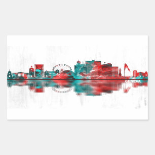 Genève Zwitserland Skyline Rechthoekige Sticker