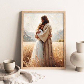 Genezende omhelzing, Jezus omhelst meisje, Jezus e Poster