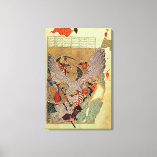 Genghis Khan (c.1162-1227) die tegen de Chinezen s Canvas Afdruk
