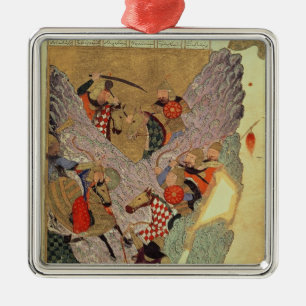 Genghis Khan (c.1162-1227) die tegen de Chinezen s Metalen Ornament