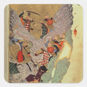 Genghis Khan (c.1162-1227) die tegen de Chinezen s Vierkante Sticker