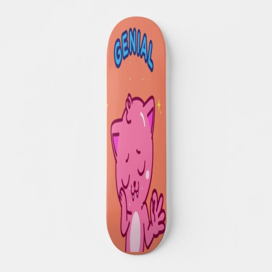 Geniaal - Cute Pink Cat Skateboard (Voorkant)