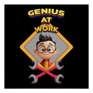 Geniaal werk Grappig Geek Reparatie Computer Anima Perfect Poster