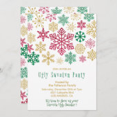 Génial invitation de fête de pull moderne Snowflak (Devant / Derrière)