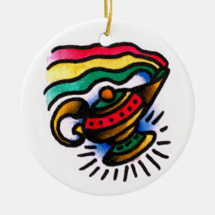 Genie Bottle Waterverf Keramisch Ornament
