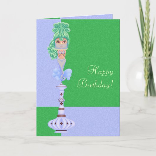 Genie op een fles kaart (Voorkant)