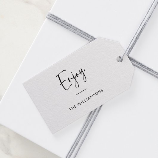 Geniet | Minimale typografie op maat Cadeaulabel