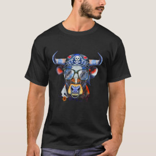 Geniet van Cool Hipster Bull Illustration Graphic T-shirt