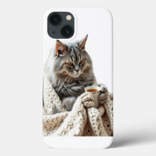Geniet van de Cat Winter Tea iPhone 13 Hoesje