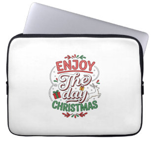 Geniet Van De Dag Kerst Rendier Cadeau Laptop Sleeve