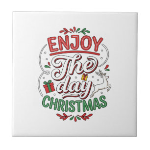 Geniet Van De Dag Kerst Rendier Cadeau Tegeltje