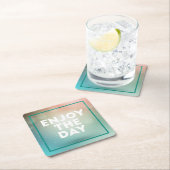 Geniet van de dag vierkante kartonnen onderzetter (Insitu)