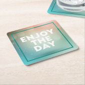 Geniet van de dag vierkante kartonnen onderzetter (Schuin)