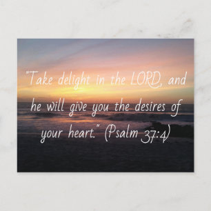 Geniet van de Heer Psalm 37:4 Zonsondergangdruk Briefkaart