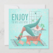 Geniet van de hier en nu Pastel Zen Yoga Pose Cat Kaart (Voorkant)