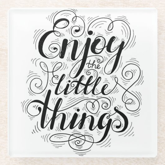 Geniet van de kleine dingen 1 glazen onderzetter (Voorkant)