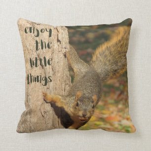 "Geniet van de kleine dingen" Squirrel Pillow Kussen
