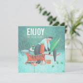 Geniet van de kleine dingen turquoise tuinieren ze kaart (Staand voorkant)