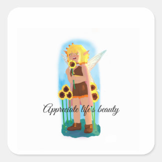 Geniet van de kleine dingen vierkante sticker
