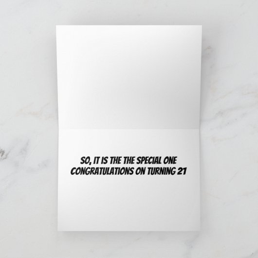 **GENIET VAN DE RIT** "21e" VERJAARDAG" HUMOR Kaart (Binnen)