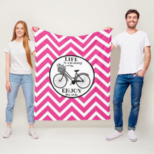 Geniet van de rit   Fiets met bloemen Motivatie Fleece Deken