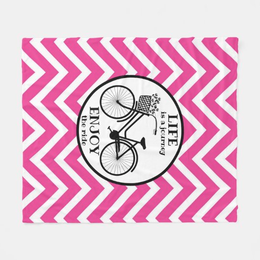 Geniet van de rit | Fiets met bloemen Motivatie Fleece Deken (Voorkant (Horizontaal))