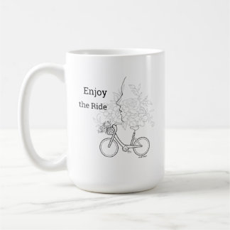 Geniet van de Rit: Minimalistische Fiets- en Bloem Koffiemok