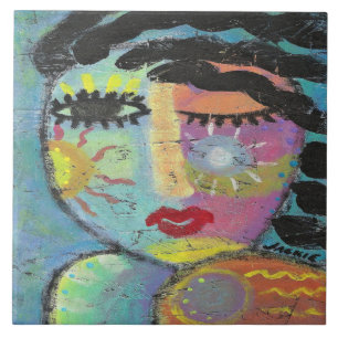 Geniet van de Sunshine Abstract Portret van een Vr Tegeltje