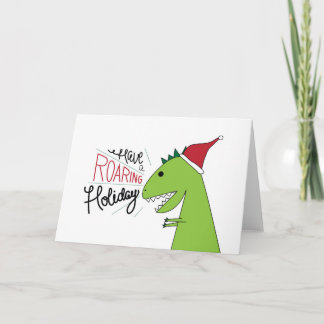 Geniet van een bruisende vakantie T-Rex Santa Kaar Feestdagen Kaart