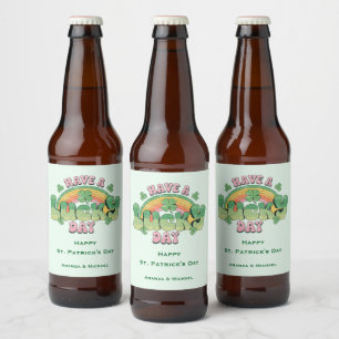 Geniet van een Lucky Day Retro St. Patrick's Day Bier Etiket