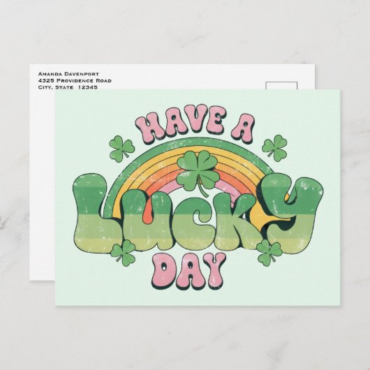 Geniet van een Lucky Day Retro St. Patrick's Day Briefkaart (Voorkant / Achterkant)
