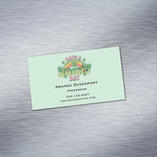 Geniet van een Lucky Day Retro St. Patrick's Day Magnetisch Visitekaartje (Voorbeeld)