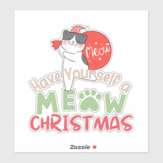 Geniet van een mauwen kerst sticker