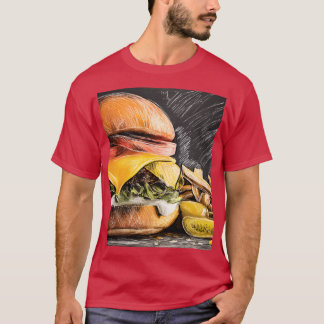 Geniet van een sappige cheeseburger met verse groe t-shirt