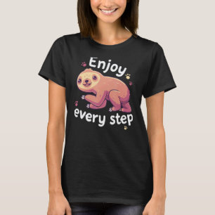 Geniet Van Elke Stap Schattige Baby Luiaard Motive T-shirt