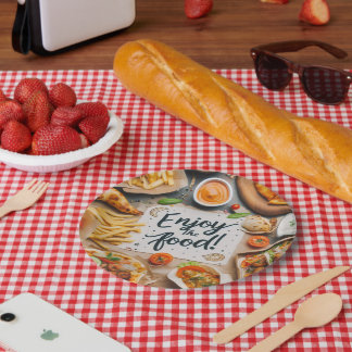 Geniet van het eten Pizza 2 Papieren Bordje