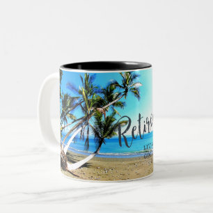 Geniet van het goede leven. tweekleurige koffiemok