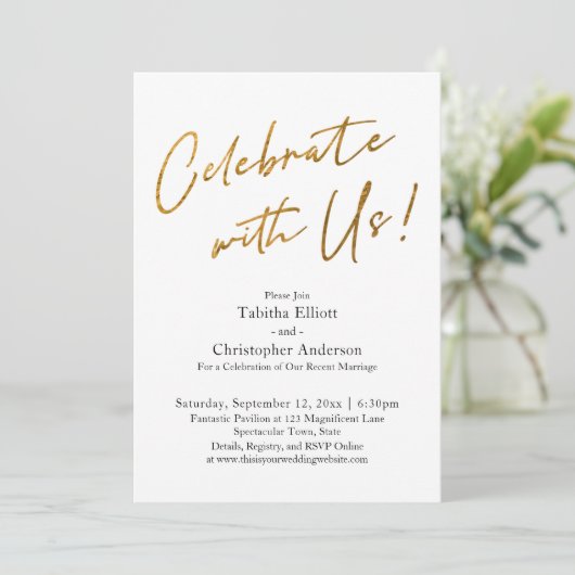 Geniet van het handschrift Gold Basic Reception Kaart (Staand voorkant)