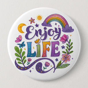 "Geniet van het leven"-knop Ronde Button 4,0 Cm