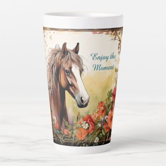 Geniet van het moment paard latte mok (Voorkant)