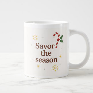 Geniet van het seizoen | Kerstmug met snoepcane Extra Grote Beker