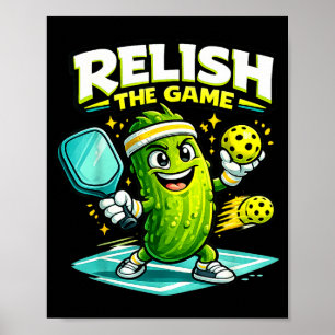 Geniet van het spel leuke pickleball pickle speler poster