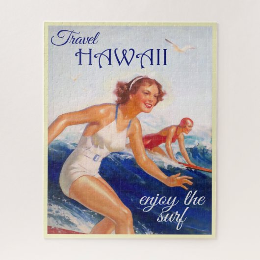 Geniet van het Surf Hawaii Travel Poster Legpuzzel (Verticaal)