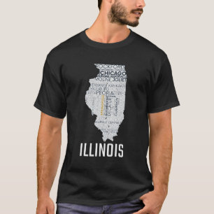 Geniet van Illinois State Map USA Novelty T-shirt