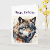 Geniet van je verjaardag Wilde Wolf Dier Kaart (Gele Bloem)